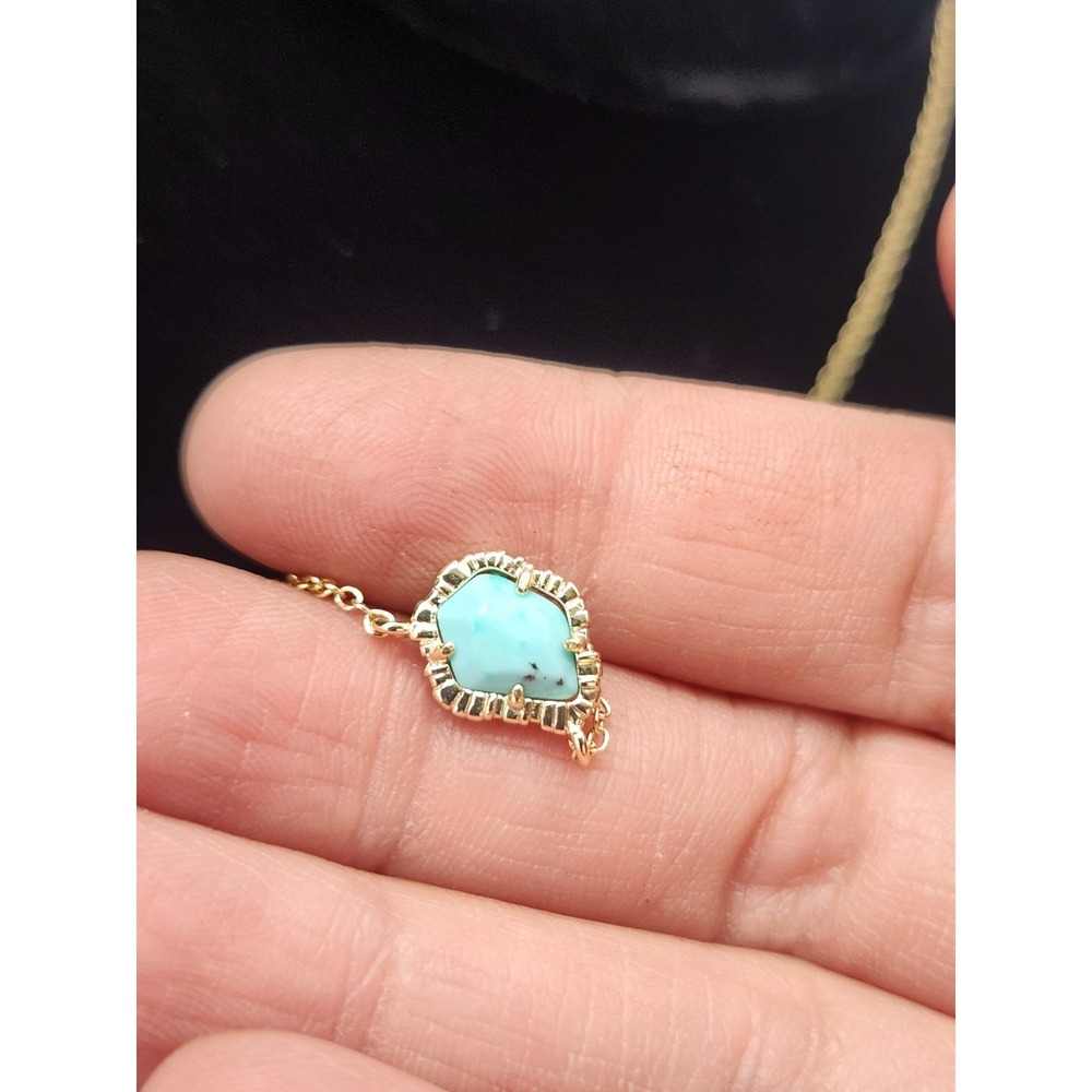 Kendra Scott Tessa Pendant Necklace Gold Blue Turquoise‎ Magnesite Stone Chic - Picture 6 of 10